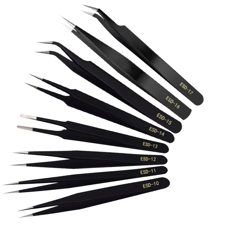 

Stainless Steel Tweezers Hand Tools Precision Anti Static Multi Tool Stationary Clamp Clip Tweezers Many Types ESD Tweezers