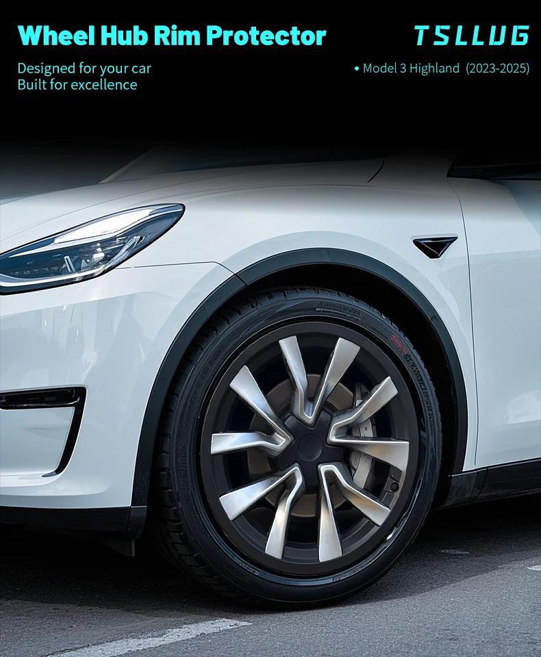 4 Stück Felgenschutzringe für Tesla Model 3 Highland 2024-2026, 19 Zoll, hoher Schutzgrad, Felgenabdeckung, Zubehör – Detail 2