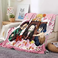 Kamado Nezuko Flannel Demon Slayer Blanket Washable Sofa Cover Hiking Picnic Fashionable Leisure Napping Throw Blankets 1