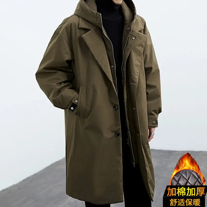 Spring and Autumn New Fashion Solid Color Windproof Long Trench Coat Men's Casual Loose Large Size High Quality Coat M-5XL