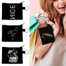 

Canvas Coin Purse Women Wallet Mini Portable Retro Card Coin Headphone Bag White Picture Small Storage Bags Reusable Foldable