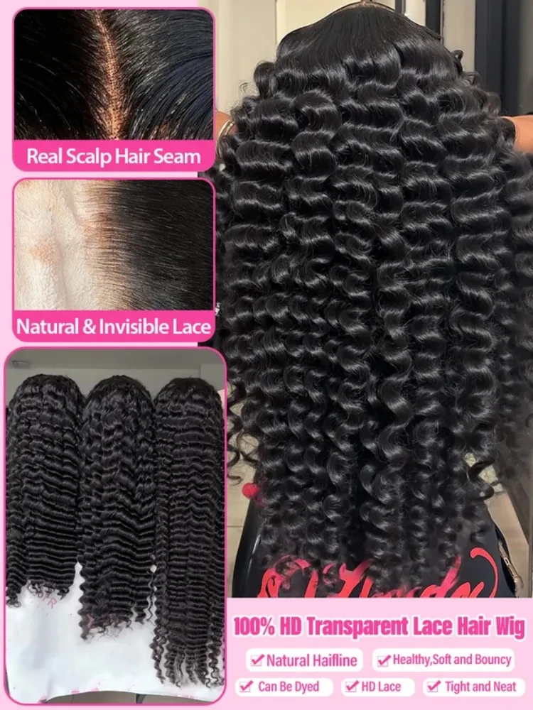 Loose Waves Wigs Human Hair 13x4 Deep Wave 13X6 Hd Lace Frontal Wigs Curly Human Hair Wigs With Bleached Knots 30 40 Inch