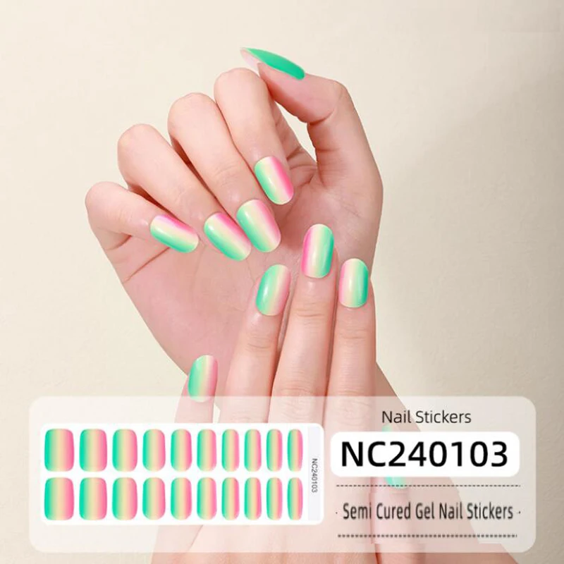 Semi Cured Gel Nail Stickers Leopard UV Light Nail Wraps DIY Slider Manicuring Art Fake Patch Press On Nails U&ntilde;as