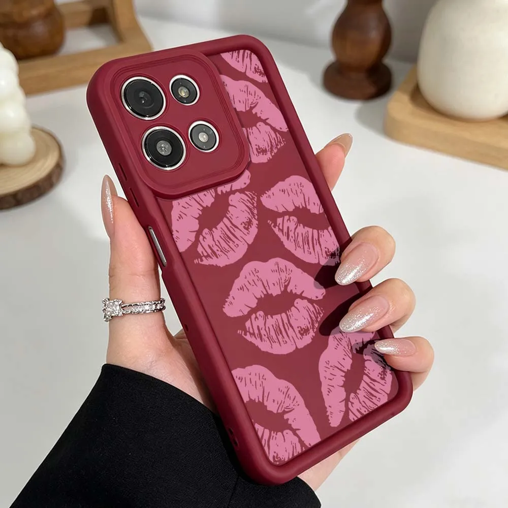 Cute Pink Lip Print Eye Ladder Phone Case Cover