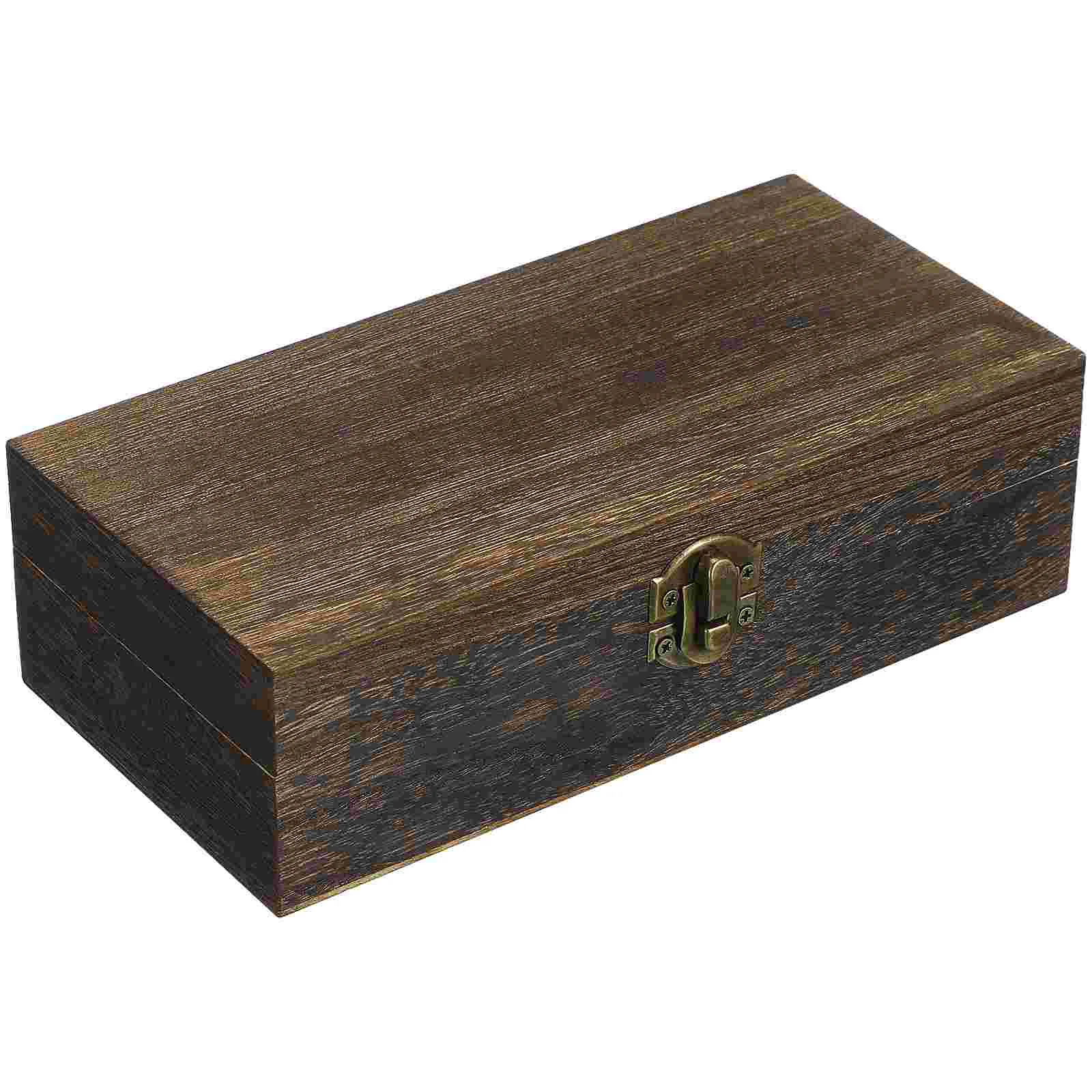 

Wooden Gift Box Wooden Keepsake Box Vintage Memory Organizer Case Wooden Jewelry Box with Lock Rustic Style