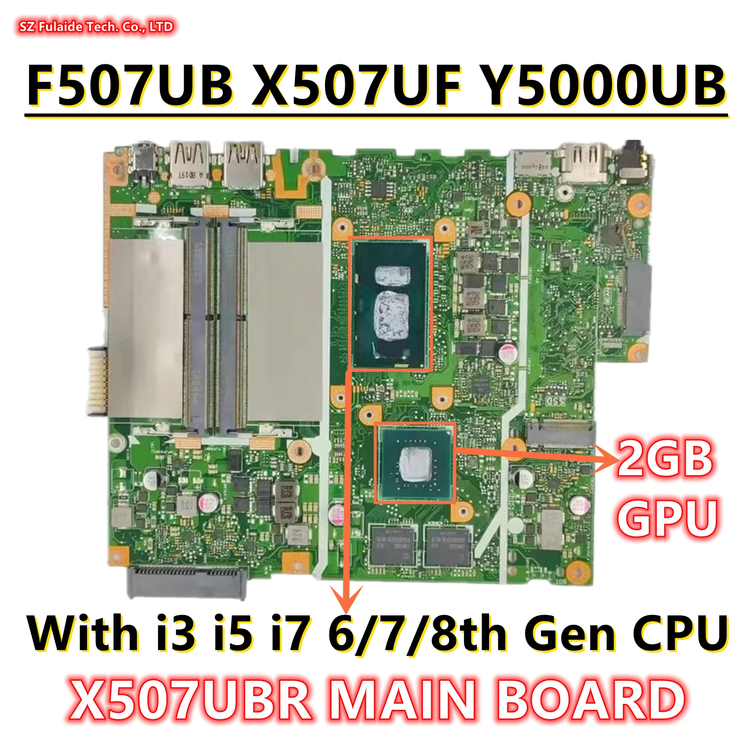 

X507UBR MAIN BOARD For ASUS X507UB X507UF X507U X507UA X507UAR Y5000U Laptop Motherboard I3 I5 I7 CPU GT920 MX110 MX130 2GB GPU