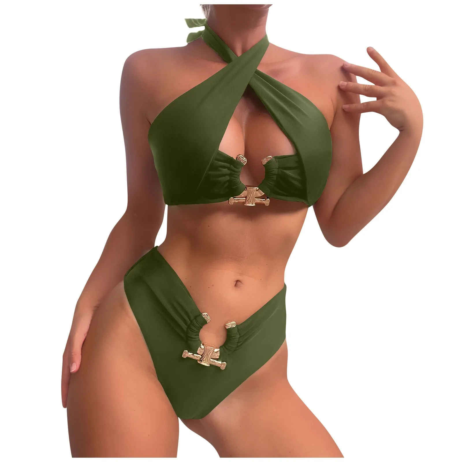 

Женский купальник-бикини с разрезом и высокой талией, простой базовый купальник, 수영영복 복 Traje baño quíquíquíquímujer