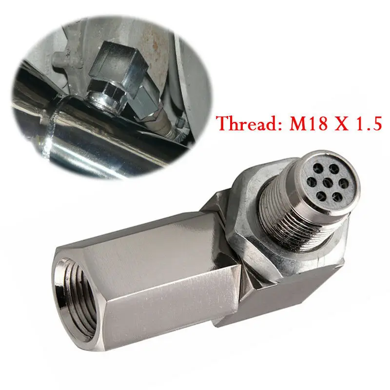 Exhaust Catalyst Rear Oxygen Sensor Spacer 90 Degree Mini Catalyst Lambda O2 Adapter CEL Fix, M18*1.5 Universal 2