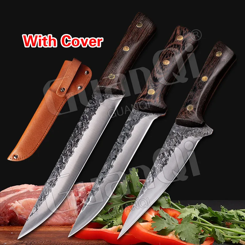 BAKULI Meat cutting knife, butcher's pig killing knife, sharp bone shaving  knife, pork cutting sharp knife, with knife cover - AliExpress