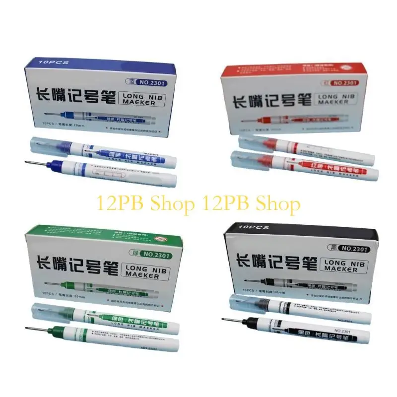 12PB 10Pcs 방수 깊은 도달 마커 20mm 깊은 구멍 마커 긴 팁 목수 마커 금속 나무에 대 한 목공 도구
