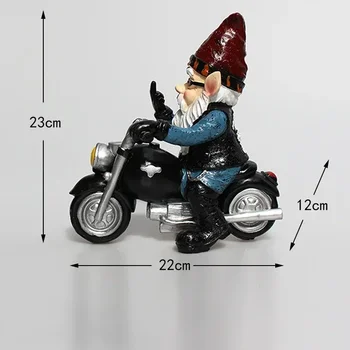 1PCS Gnome Dwarf Resin Crafts Garden Decoration Home Ornaments Biker Old Man Riding Motorcycle Statue Gardening Decorations 2025 1