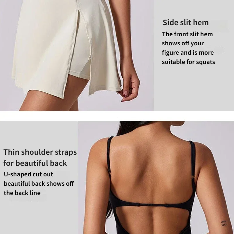 Women's Removable Chest Cushion Anti-glare Sports Breathable Outdoor Yoga Tennis Skirt