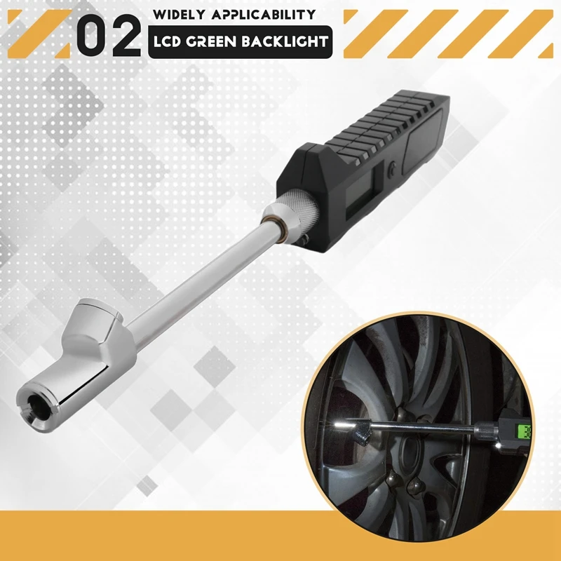 Illuminated Heavy-Duty Truck Tire Pressure Gauge With LCD Luminous Display Dual-Head Digital Tire Pressure Gauge-A36P