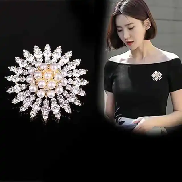 6 Spille Con Perle E Cristalli - Accessori Eleganti Per Maglioni, Sciarpe, Abiti Da Cerimonia - Foto 2