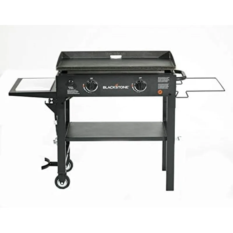 1853 Flat Top Gas Grill 2 Burner Propane Fuelled Rear Grease Management System 28&rdquo; Outdoor Griddle Station for Camping with Buil