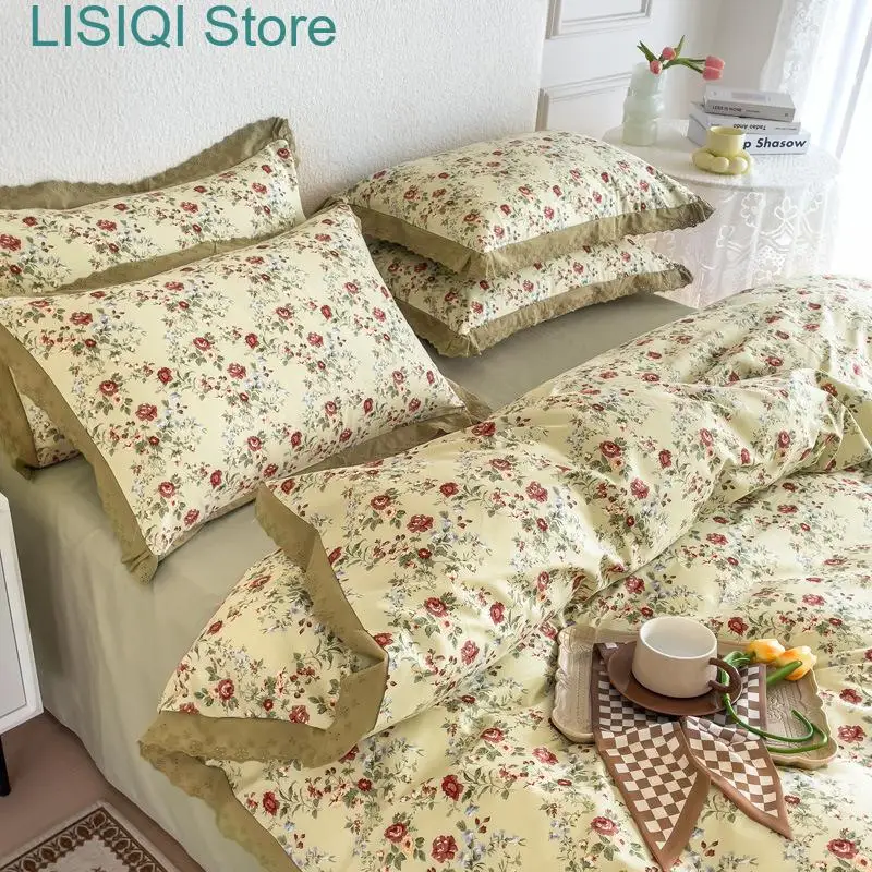 

New Nordic bed four-piece bedding set summer winter blankets for bed queen size bed sheets set bedroom bed linen calico