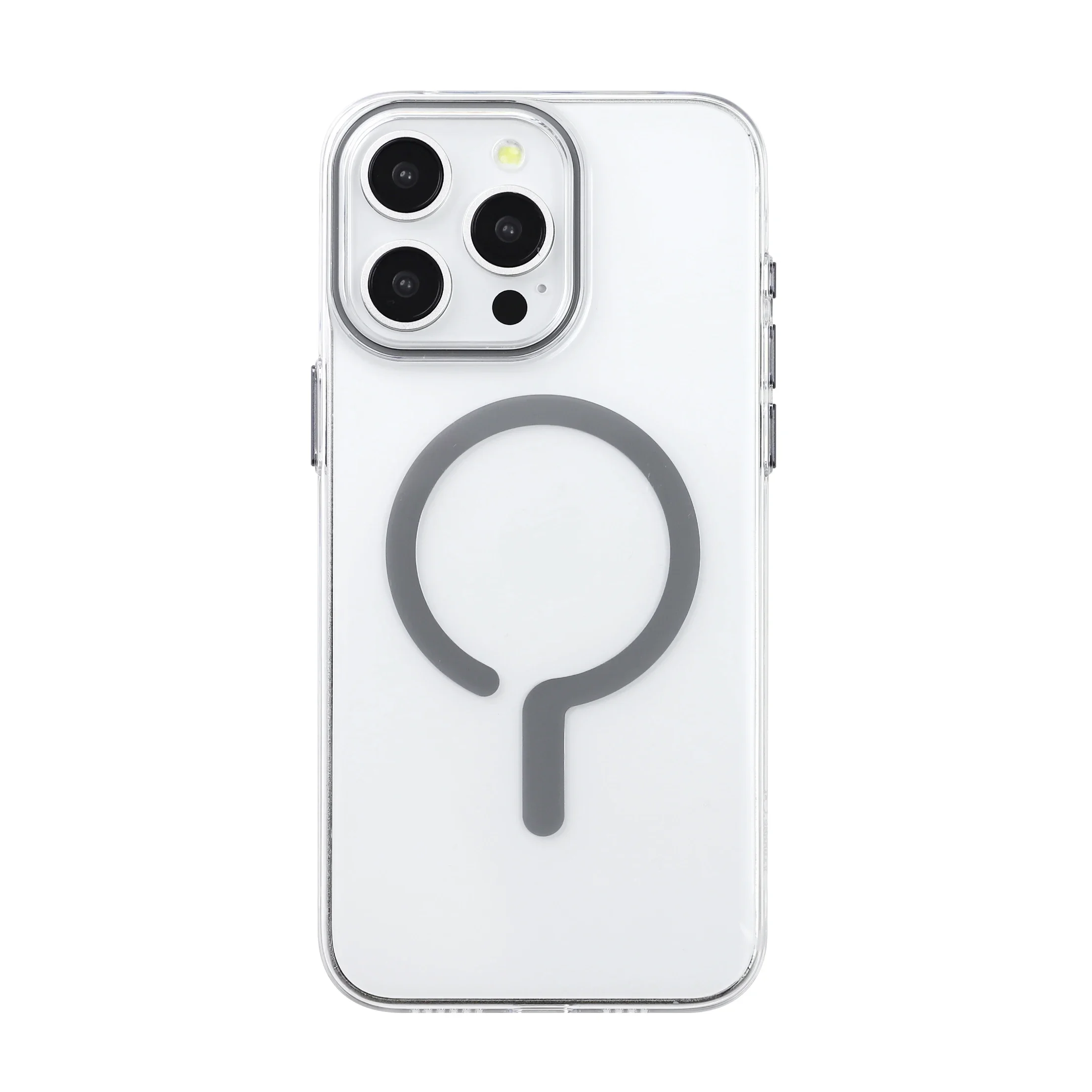 Titanium Gray Metal Button MagSafe Magnetic Shockproof Phone Case