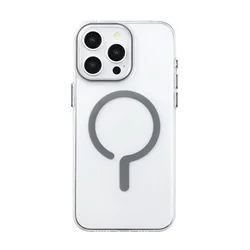Titanium Gray Metal Button MagSafe Magnetic Shockproof Phone Case for iPhone 14 Pro (Dark Gray)
