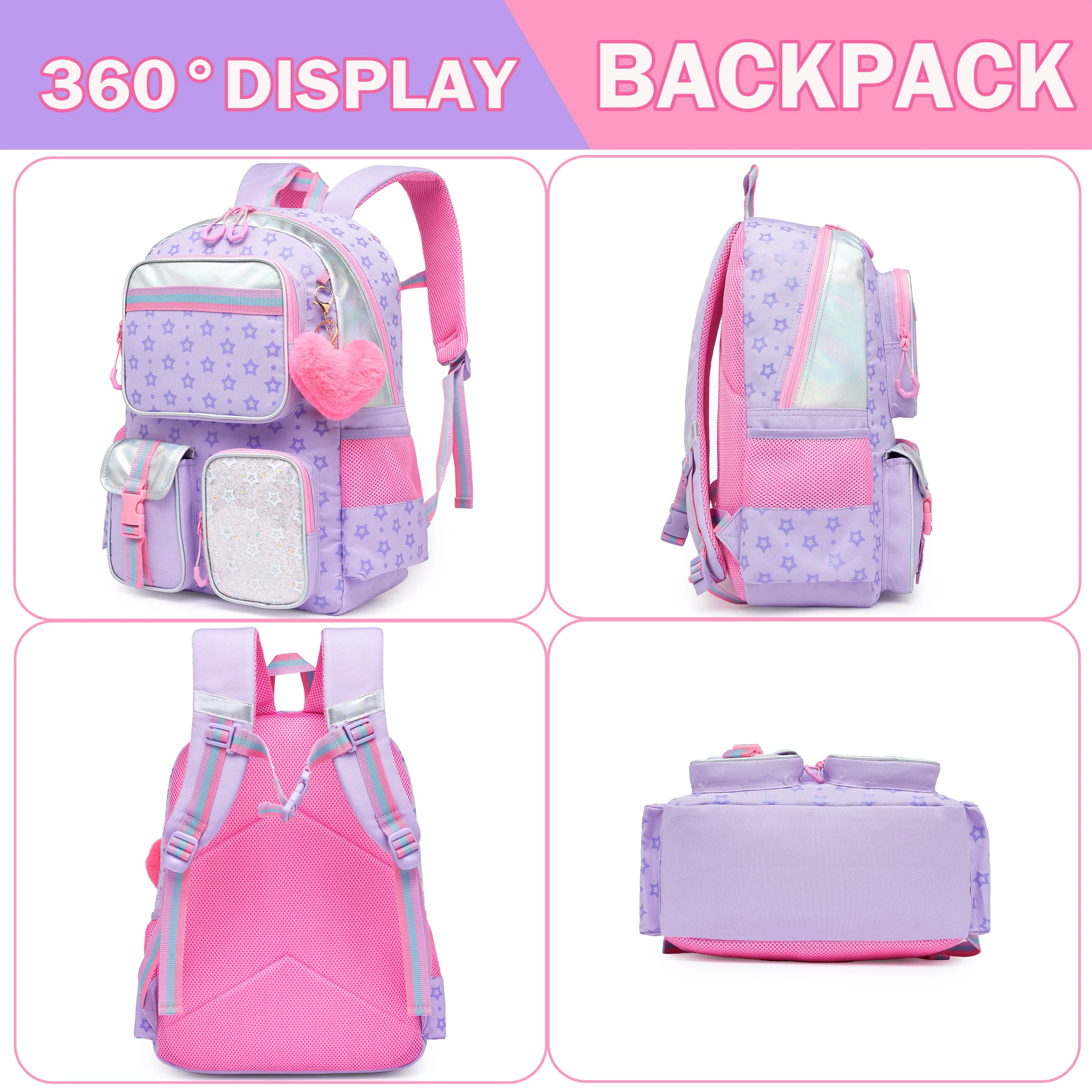 Meetbelify Backpack for Girls School Bag Aesthetic Backpack for Elementary Student Teen Girls Cute Bookbag Kids Kawaii Shoolbag 4