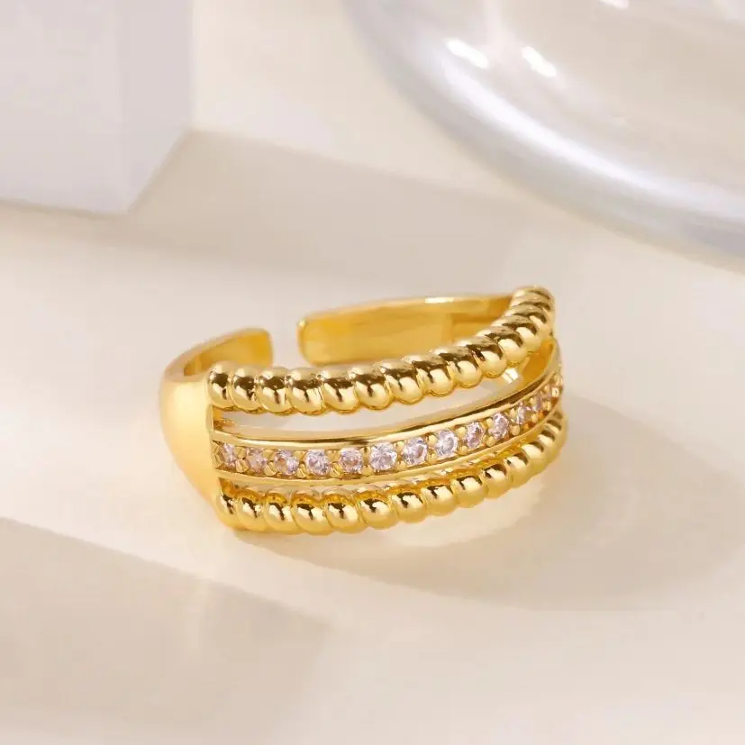 Gold Geometric Open Rings For Women