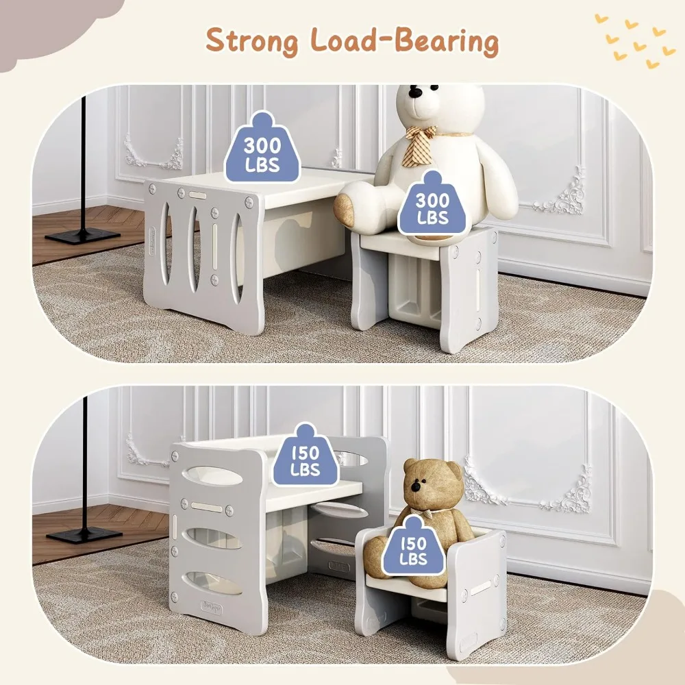 BanaSuper Kid's Table and 2 Chairs Set Plastic Activity Table for Toddlers Children Desk Ideal for Arts & Crafts Snack Time Home