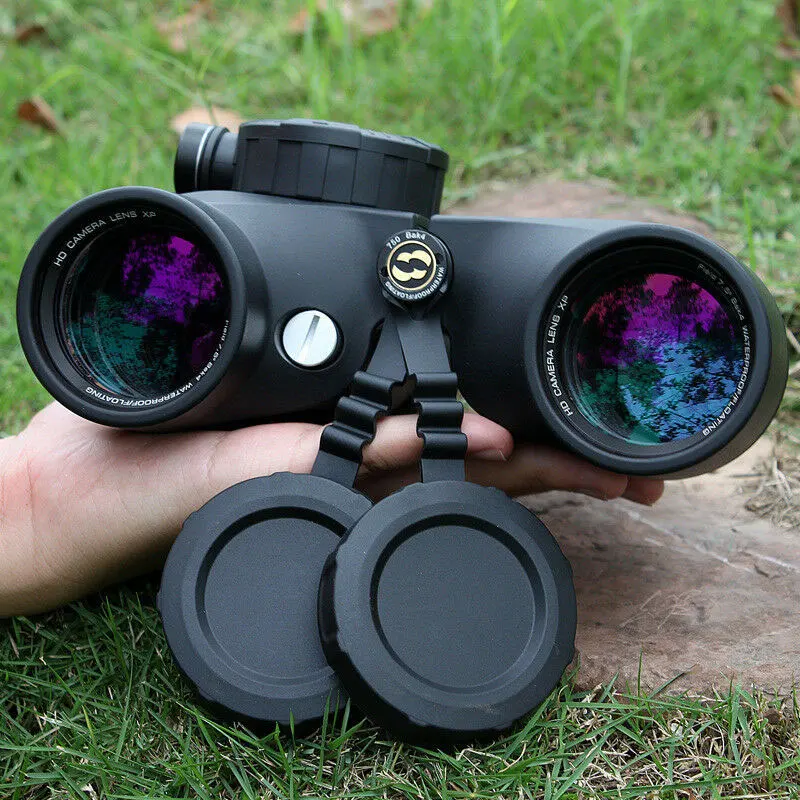 

7x50 Binoculars HD Waterproof Fogproof Binocular Telescope Military Hunting Illuminated Compass Rangefinder