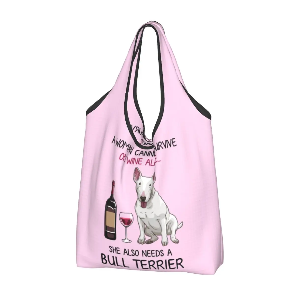 

Сумка-шоппер Kawaii Bull Terrier And Wine для забавных собак, Портативная сумка-шоппер для домашних питомцев, щенков, любимых продуктов