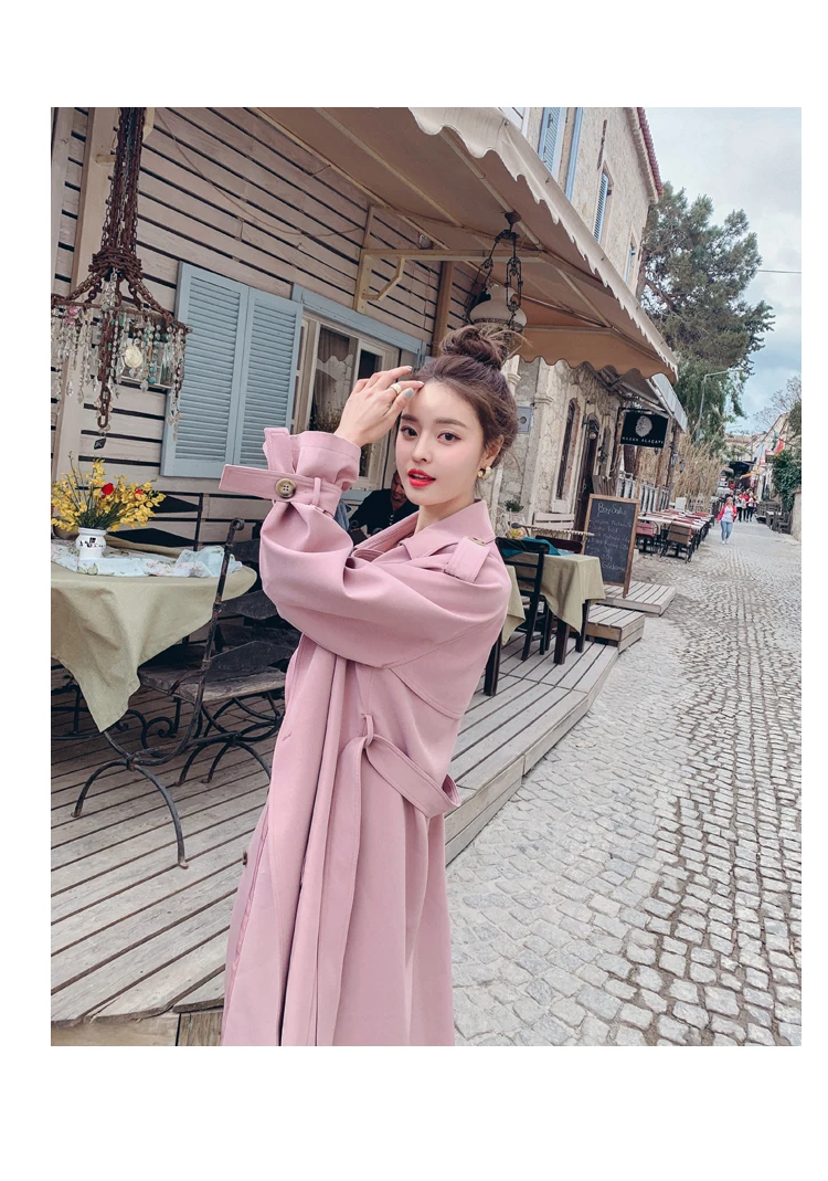 black puffer coat Fashion New Khaki Pink Trench Coat For Women Double-Breasted Long Duster Coat With Belt Lady Windbreaker Spring Autumn Outerwear north face parka