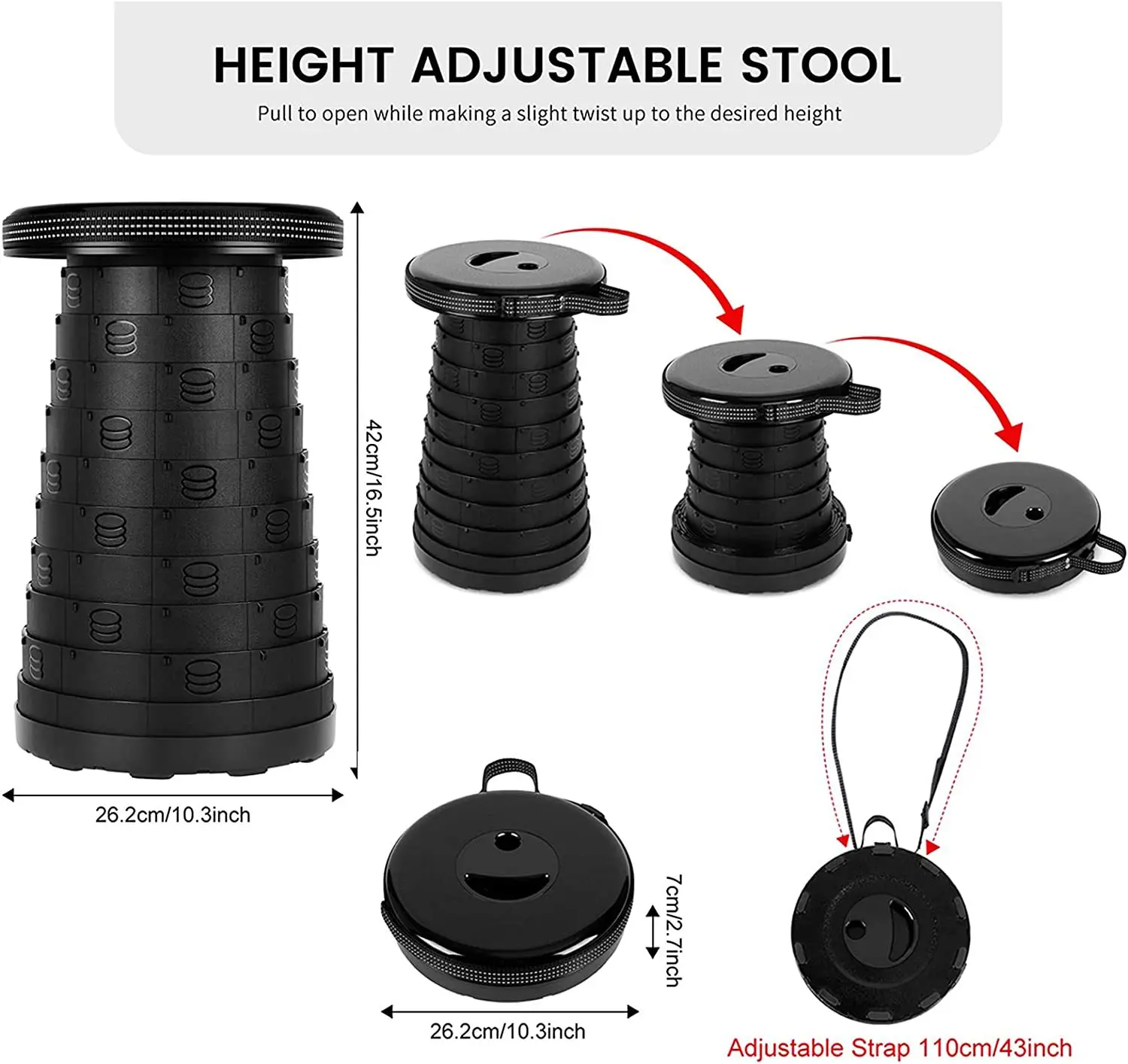 Outdoor Furniture Retractable Stool Chairs Portable Stool Lounge Folding Chair Camping Foldable Convenient Fishing Carry