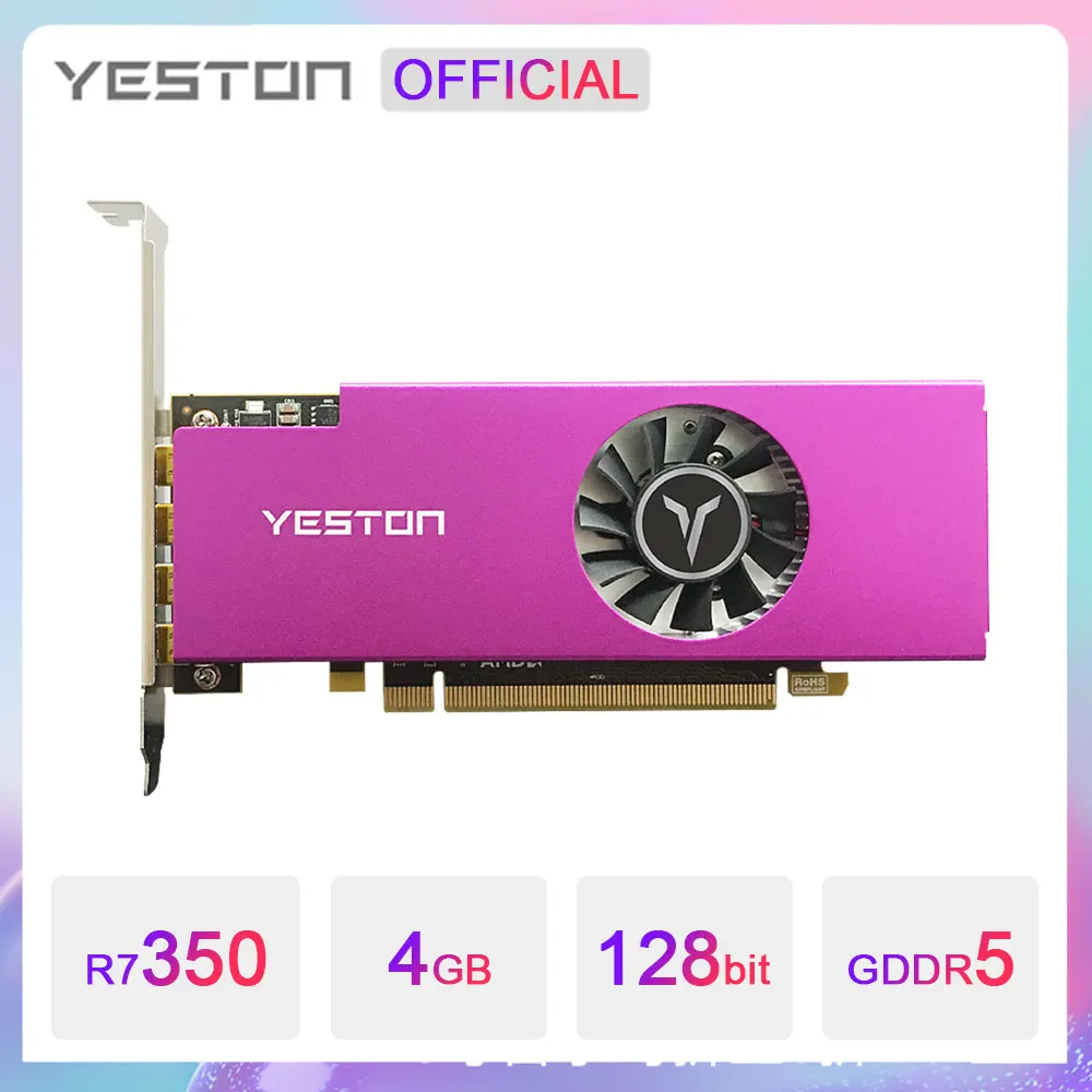 gpu computer YESTON Radeon R7 350 4 Mini DP Graphic Card GDDR5 4GB 128Bit Computer GPU R7350 4MINIDP GA AMD Video Card Support Split Screen video card in computer Graphics Cards