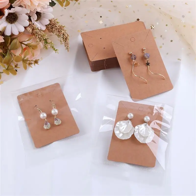50pcs/lot Earrings Necklaces Display Cards for Jewelry Boxed and Packaging Cardboard Hang Tag Card Ear Studs Paper Card