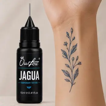 Gel Trasparente per Tatuaggi Temporanei 10ml, Estratto di Gardenia, Stile Henna Jagua, Blu Nero, per Body Art Fai-da-Te, Punta Fine