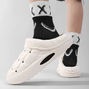 2023 신상 코튼 슬리퍼, 가정 애호가 봉제 따뜻한 코튼 신발, 남성 하우스 슬리퍼, 여성 남성 슬리퍼, 가을 및 겨울