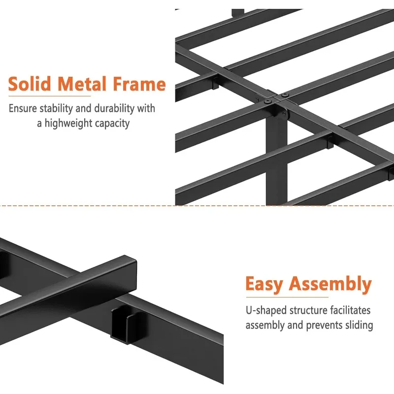 Frame-Classic Metal Platform Bed Frame, Mattress Foundation with Steel Slat Support, Under Bed Storage, No Box Spring Needed 5