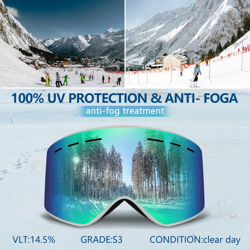OBAOLAY Ski Glasses Magnetic Skiing Goggles with Replaceable Lens Snowboard Goggles for Snow Sport Glasses 2