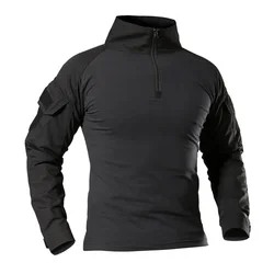 Men's Camouflage Long Sleeve Outdoor Tactical Hiking Shirt - XXL (Black)