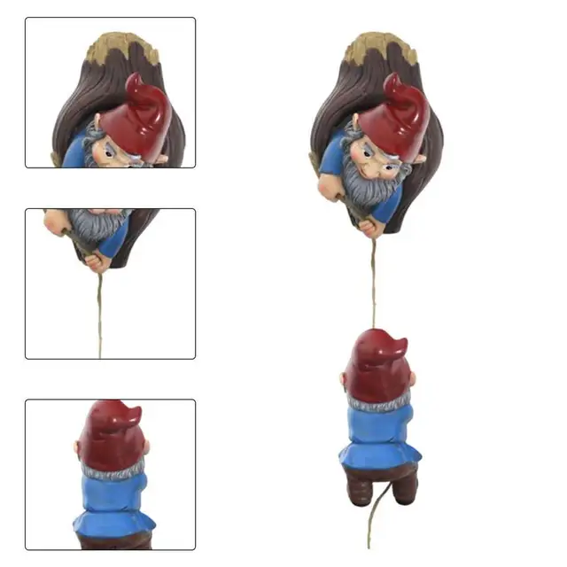 Egyedi Kerti Szobor Rajzfilm Törpe Hegymászó Fa Függő Díszek Szép Dísz Gnóm Dekoráció - Image 2
