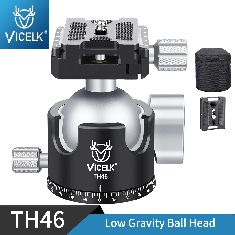 Tripod Ball Head Camera Panoramic Head 46mm Ball Professional Tripod Ball Head Low Gravity Center Panoramic CNC Ballhead for Tripod Monopod Camera Load 25kg