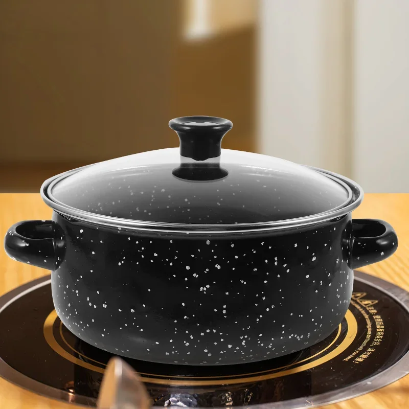 1 Set of Saucepan Stockpot Enamel Cooking Stock Pot with Lid Kitchen Cooking Cookware Saucepan with Handle Kitchen Stockpot