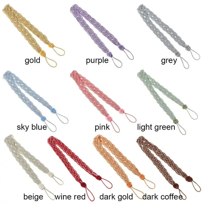 A pair Simple Style Curtain Holder Rope Braided Satin Rope Curtain Tie Backs Tiebacks Holdbacks Accessories