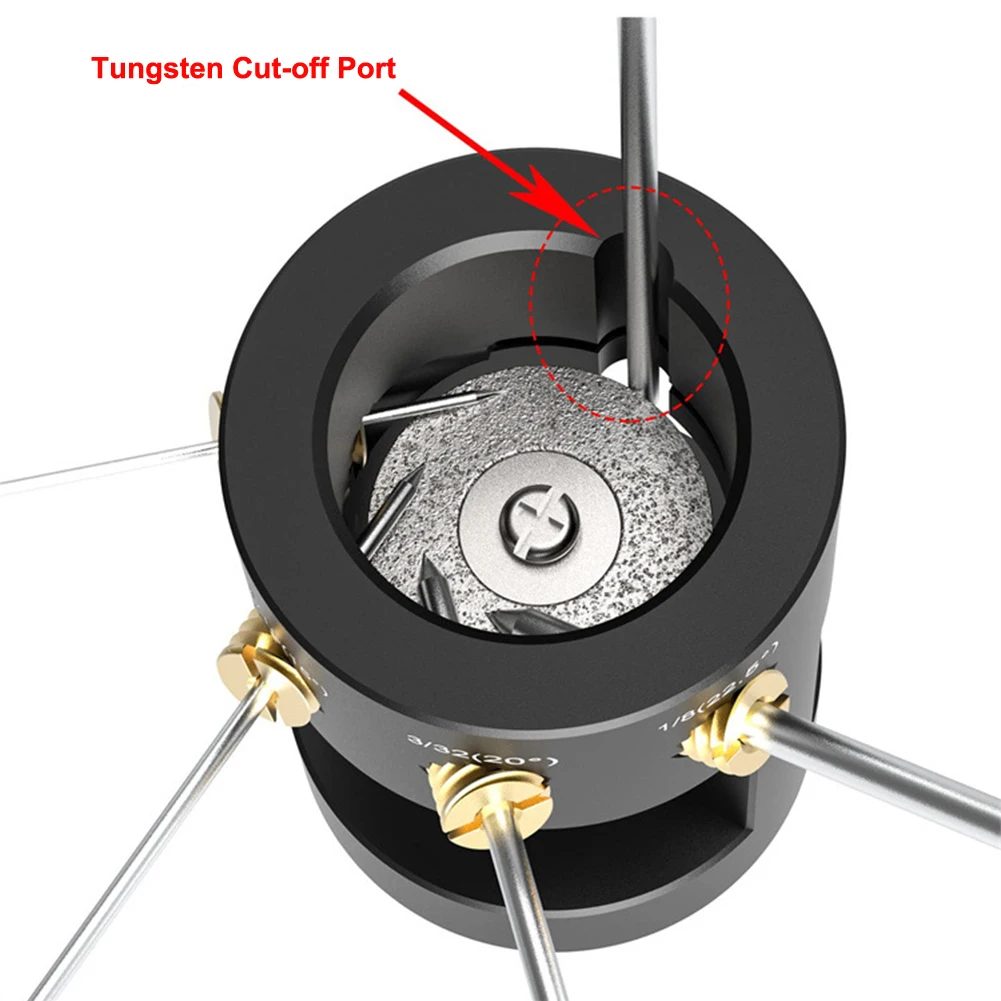 Tungsten Electrode Sharpener Grinder Head TIG Welding Tool with Cut-Off Slots Multi-Angle 0.04"-1/8" with 5x25mm Diamond Wheels