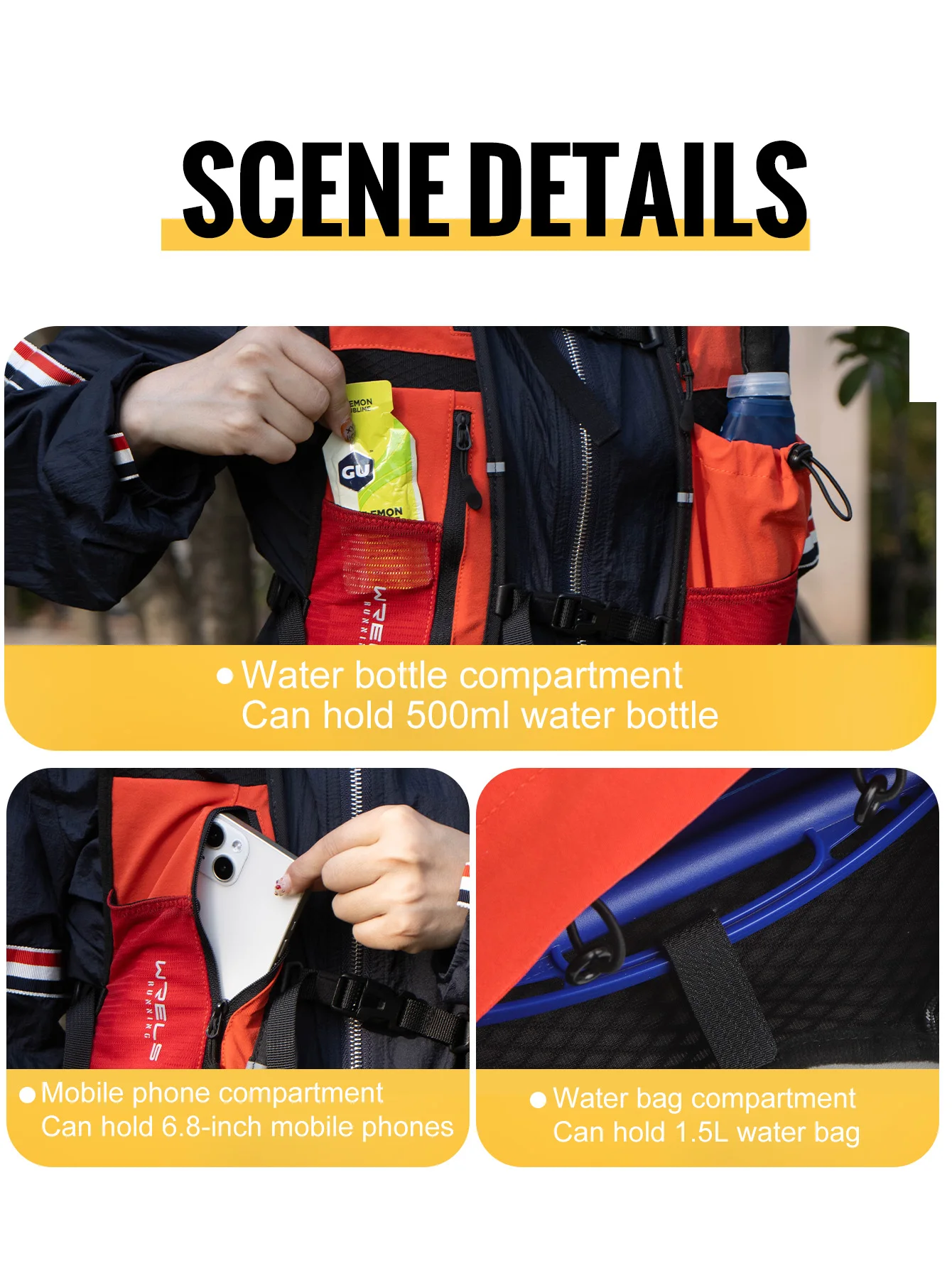 WRELS Atmungsaktive Hydrationsweste Leichter Outdoor-Sport-Camping-Kletter-Marathon-Rucksack Tragbarer Reise-Wasserrucksack – Detail 6