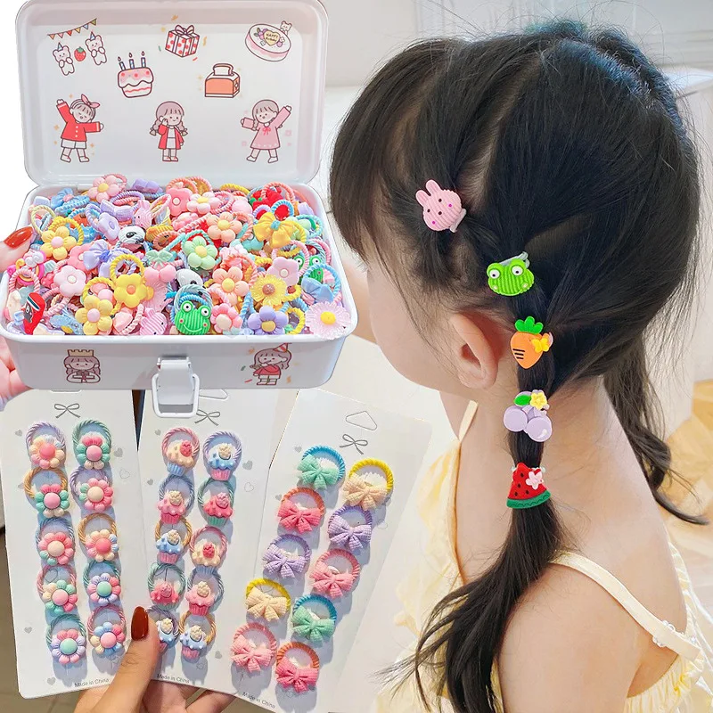 100 Pièces Elastique Cheveux Bebe, 10 Styles Multicolore Mini