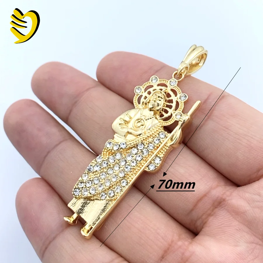 Lejier 2023 High Quality 14k Gold Plated Zircon Set Small Medium Large Style Catholic Religious Pendant for Men and Women