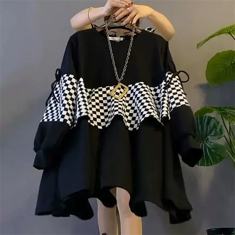 Women's 2022 Spring New All-match Fake Two-piece Tops Fat Girls mm Cover the Buttocks Foreign Style Mid-length Bottoming Shirts