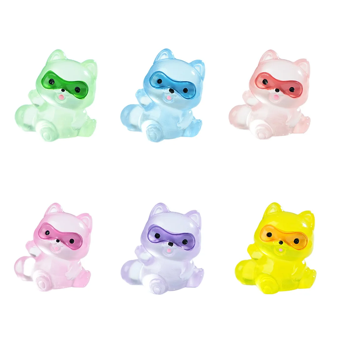 10/20/50PCS 소형 너구리 홈 장식 DIY 액세서리 밤에 빛나는 미니 팬더 글로우 인형 집 요정 정원 장식