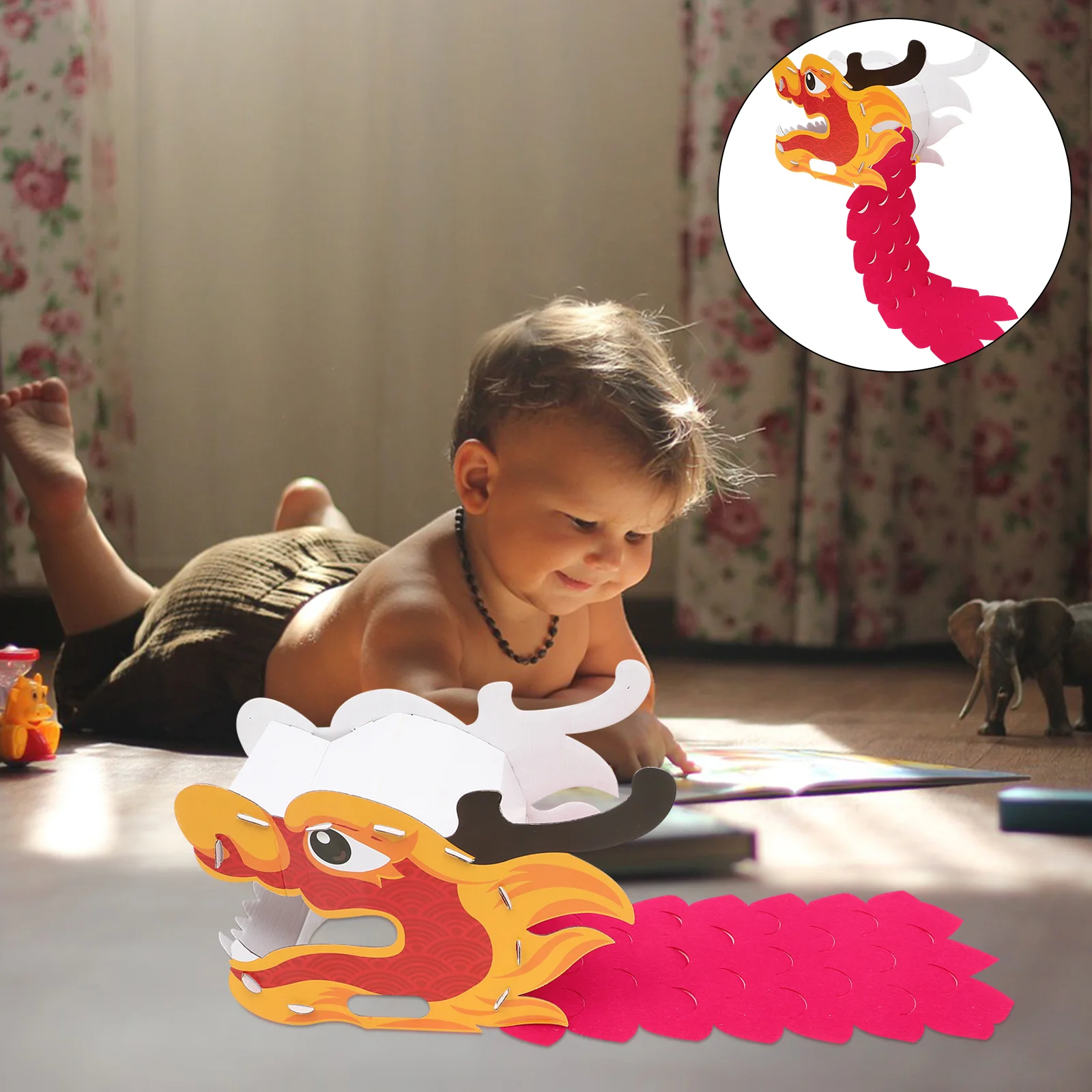 

Spigot Dragon Head Ornament DIY Wearable Paper Decoration for Making Child