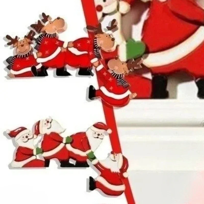 New Christmas Door Frame Wooden Decoration Elderly And Elk Handmade Crafts Personalized Holiday Home Decoration Accessories