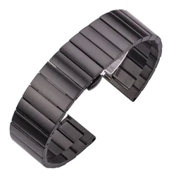 Premium Solid Stainless Steel Quick Release Watch Band - Silver & Black Brushed Metal Finish - 20mm (Black)