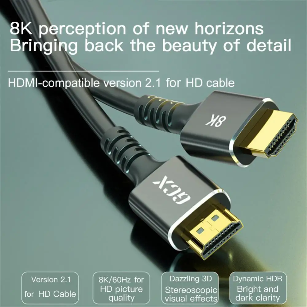 TV 컴퓨터 모니터용 슬림 고속 HDMI 호환 2.1, TV 데이터 케이블, 8k 60zh, 8k 60hz, 4k 120hz
